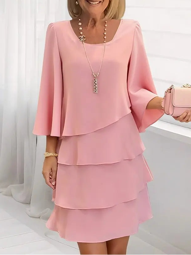 Andrea | Damen Elegantes Hochzeitsgast Midikleid mit Rüschen