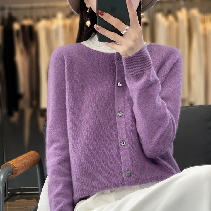 Zunara | Damen Sommer Knöpfe Strick Cardigan