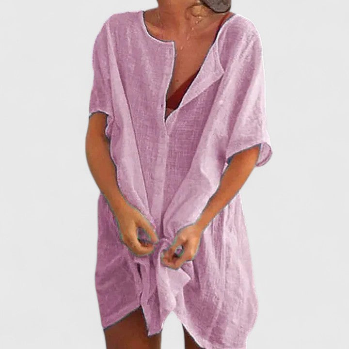 Magdalena | Damen Sommer Lockeres Tunika Midikleid