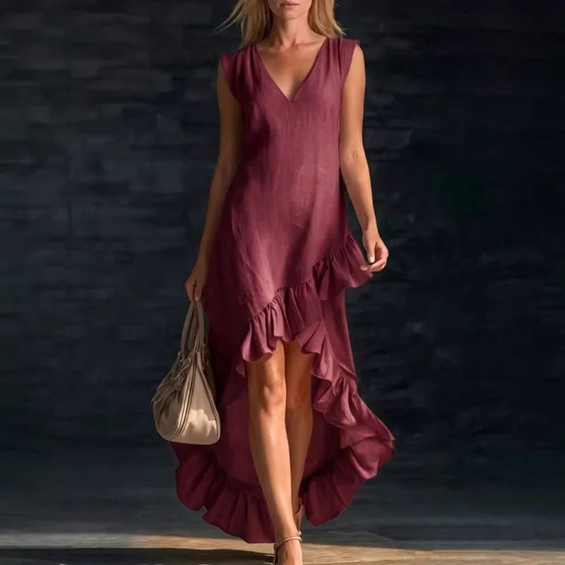 Neele | Damen Sommer V-Ausschnitt Maxikleid