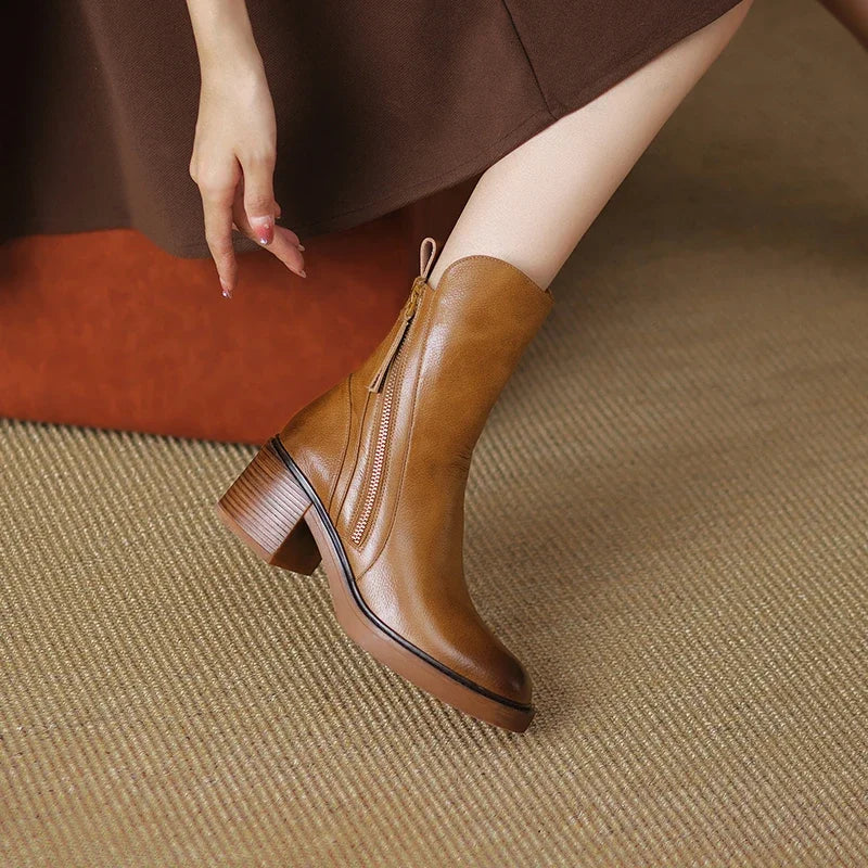 Silvia | Damen Casual Stiefeletten Mit Blockabsatz