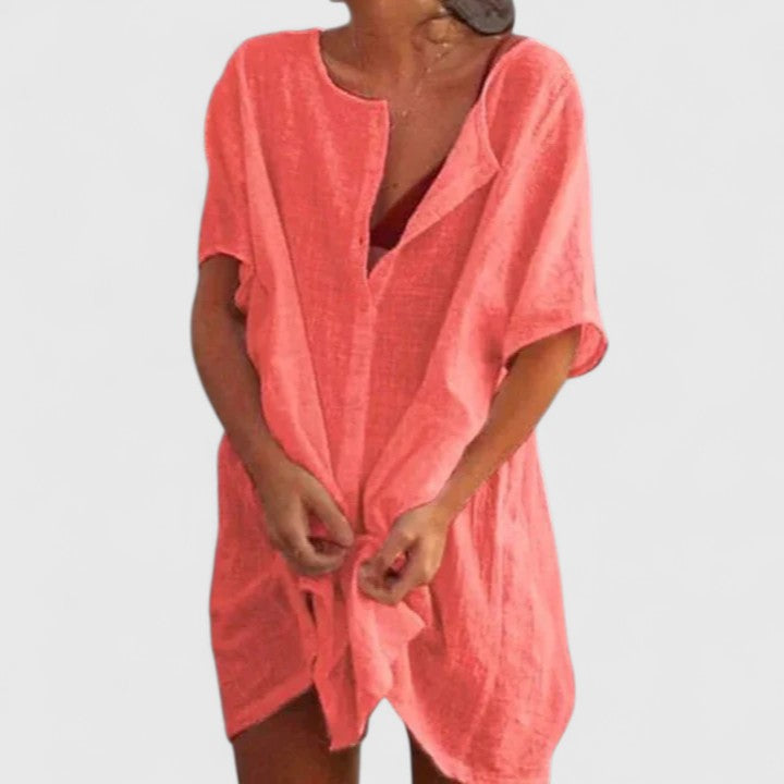 Magdalena | Damen Sommer Lockeres Tunika Midikleid