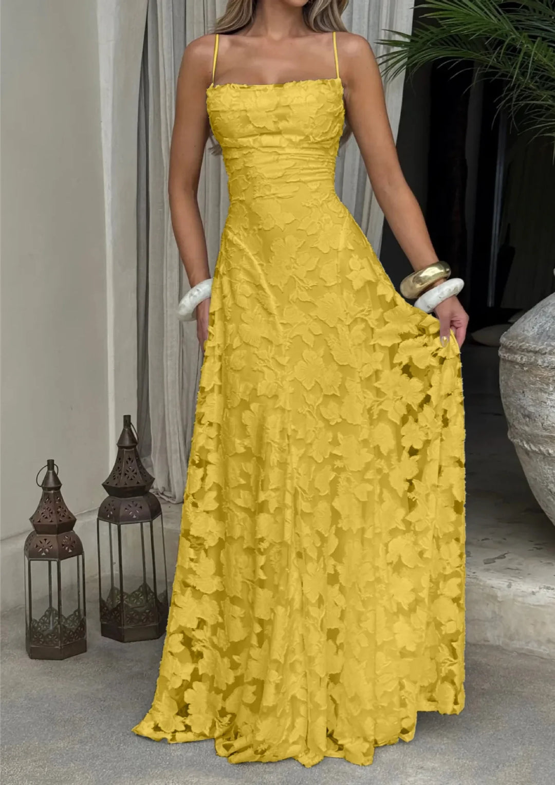 Lisanne | Damen Elegantes Besticktes Maxi Abendkleid