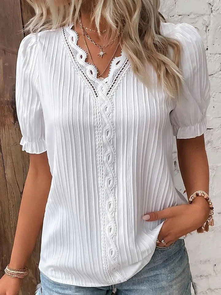 Xaver | Damen Kurzarm V-Ausschnitt Sommer Bluse