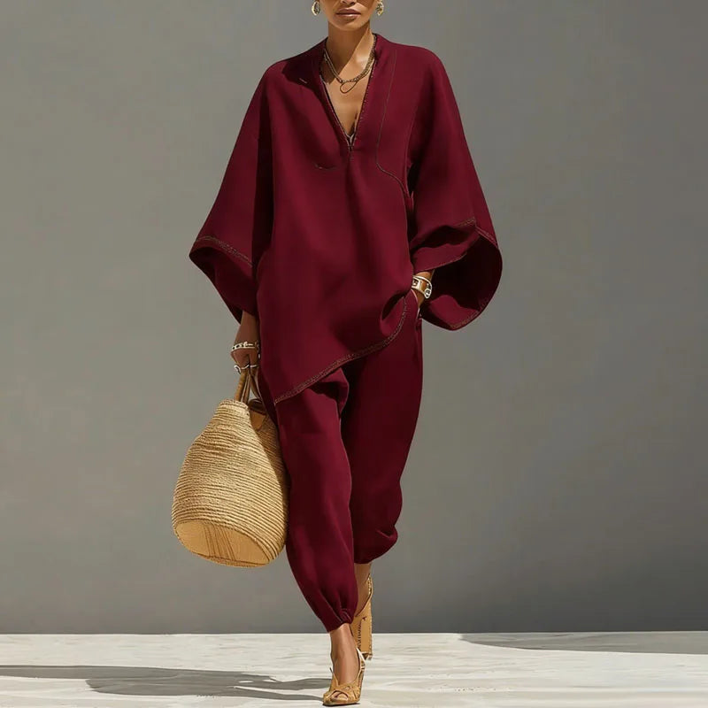 Céline | Damen Komfort Maxi Zweiteiler Set