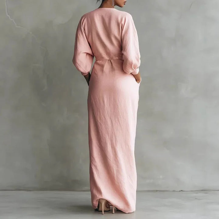 Romina | Damen Wickel Maxikleid Mit V-Ausschnitt