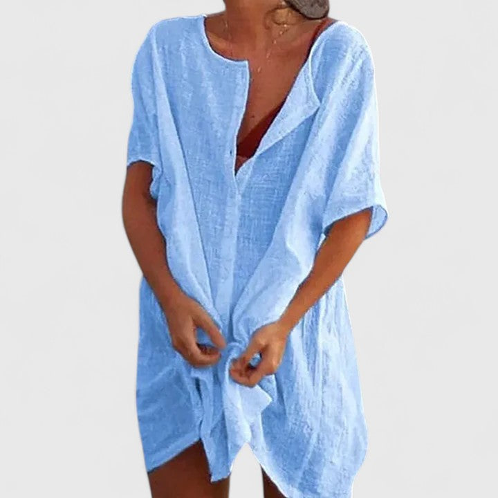 Magdalena | Damen Sommer Lockeres Tunika Midikleid
