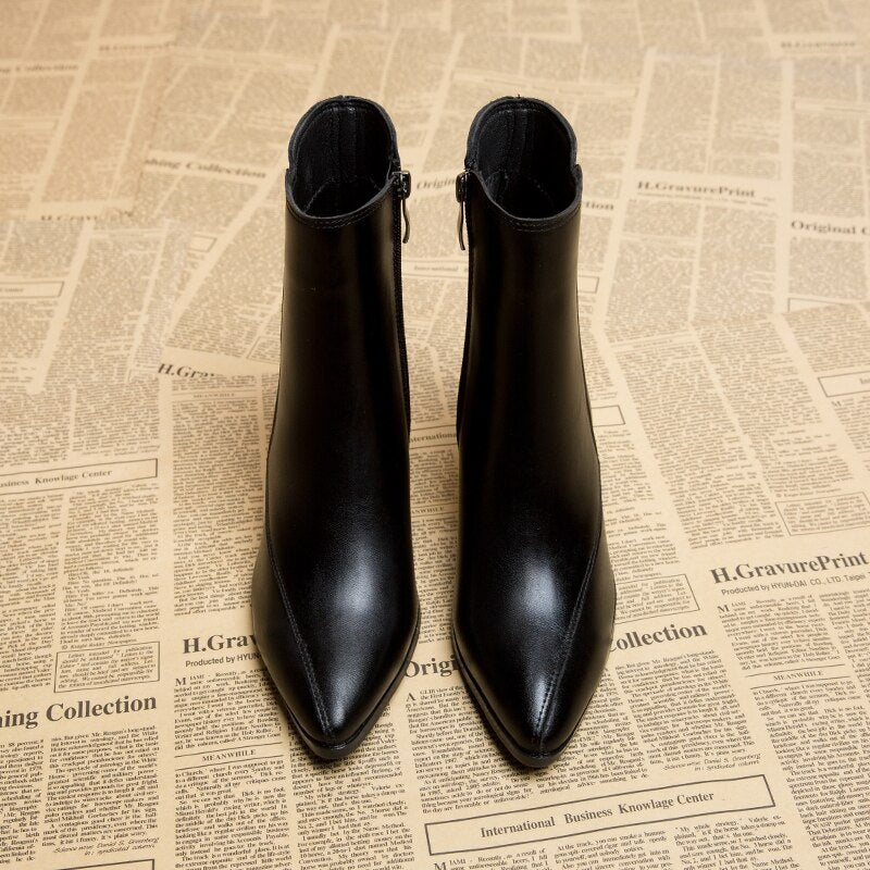 Lea | Damen Klassische Absatz Stiefeletten Reißverschluss