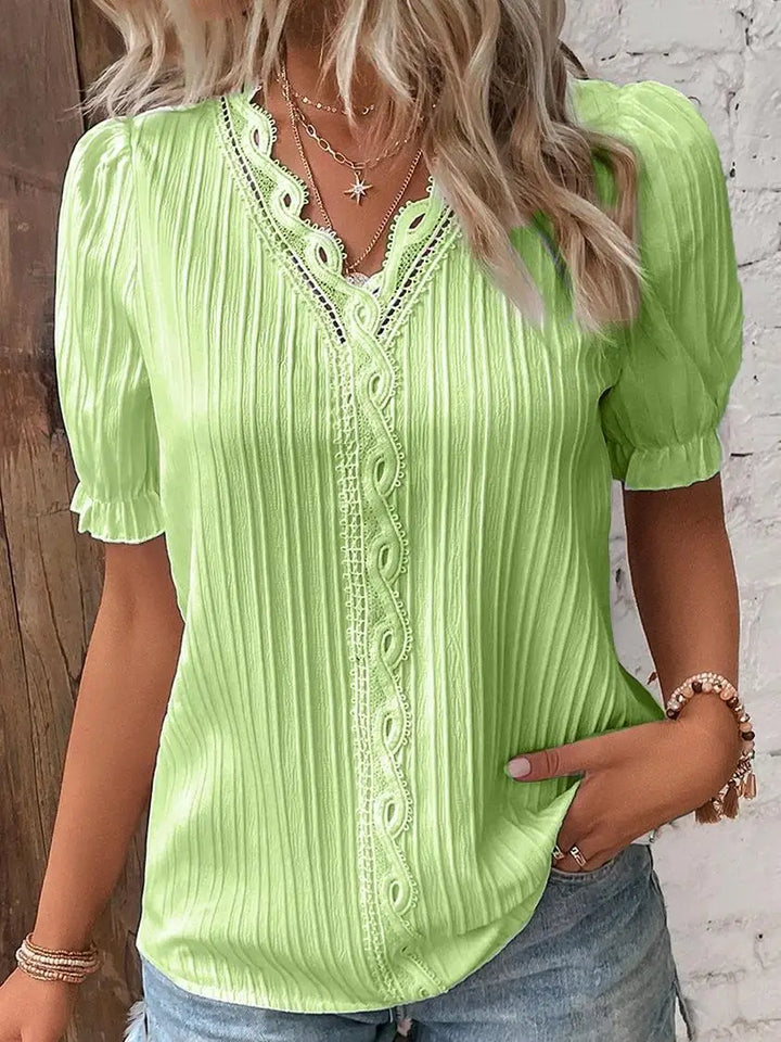 Xaver | Damen Kurzarm V-Ausschnitt Sommer Bluse