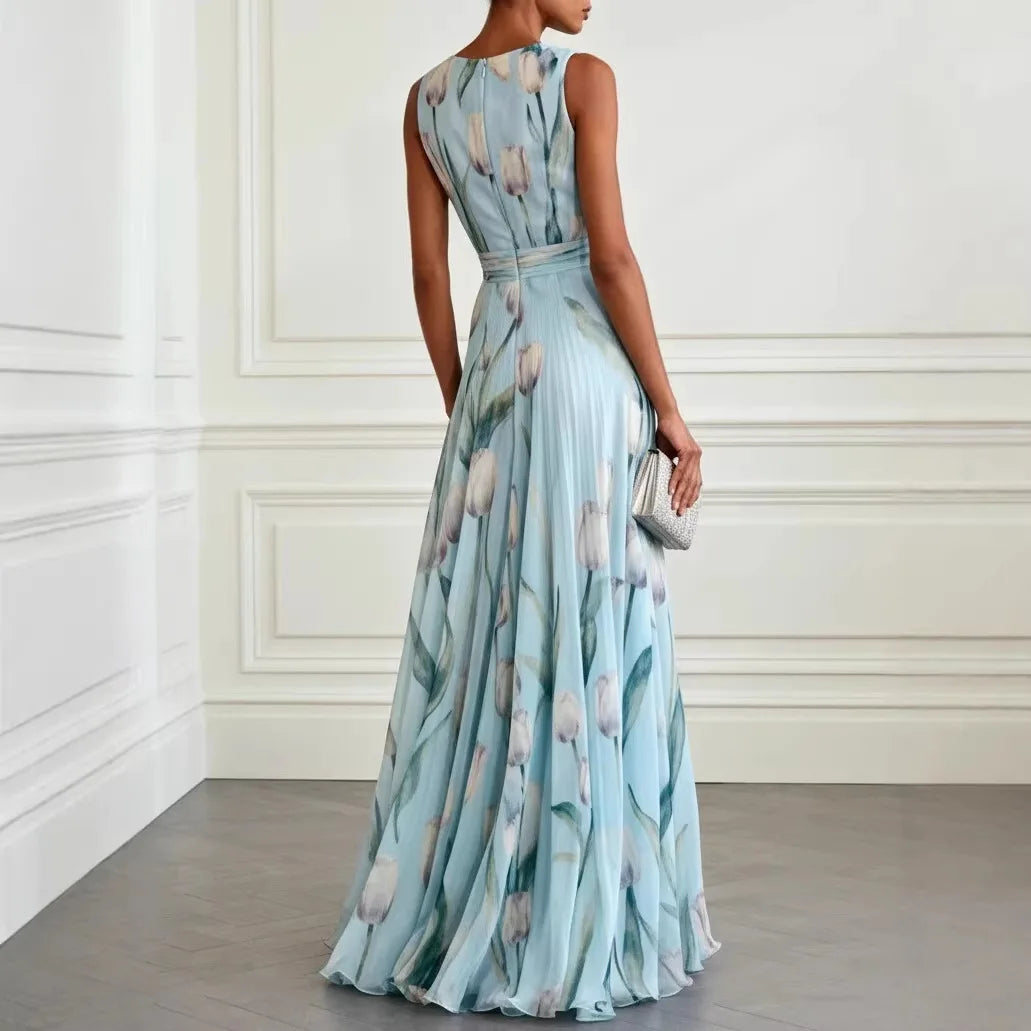 Muriel | Damen Geblümtes Maxikleid Mit V-Ausschnitt