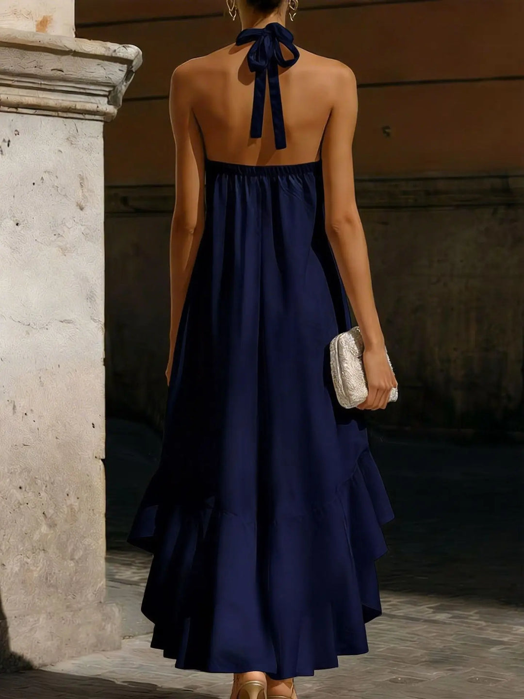 Melanie | Damen Sommer Neckholder Maxikleid