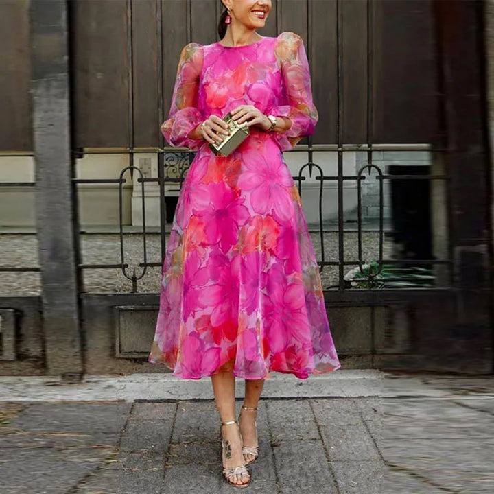 Alina | Damen Blumen Hochzeitsgast Midikleid