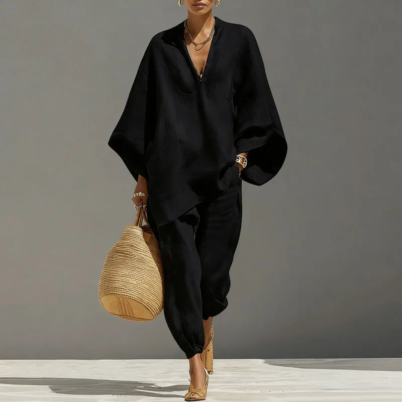 Céline | Damen Komfort Maxi Zweiteiler Set