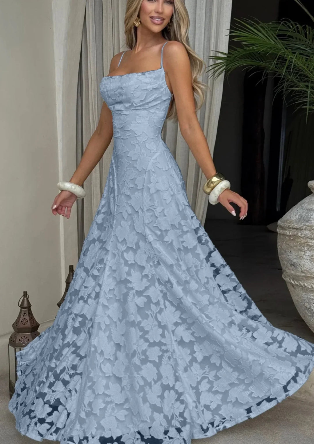 Lisanne | Damen Elegantes Besticktes Maxi Abendkleid