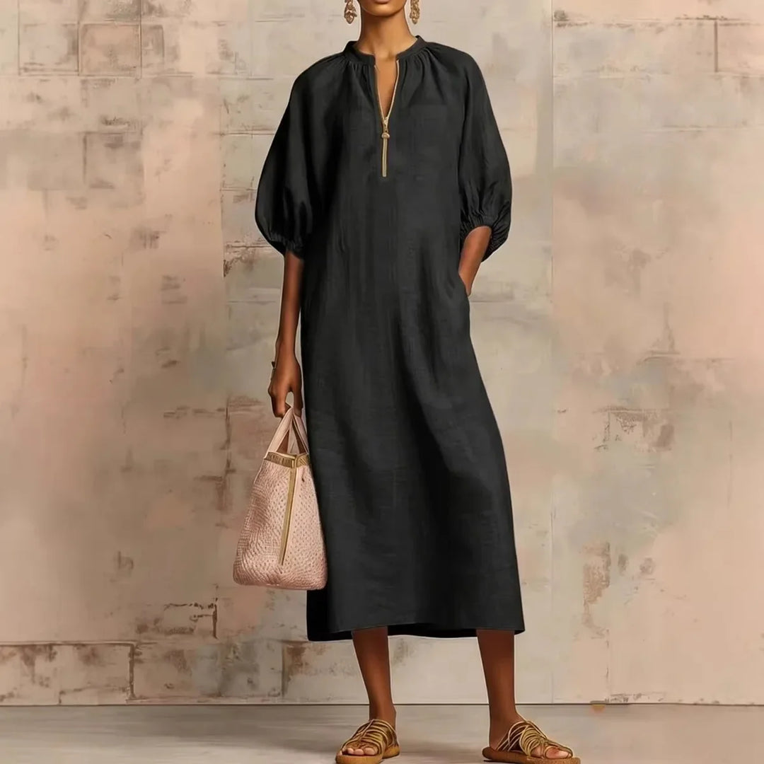 Jule | Damen Sommer Puffärmeln Maxikleid