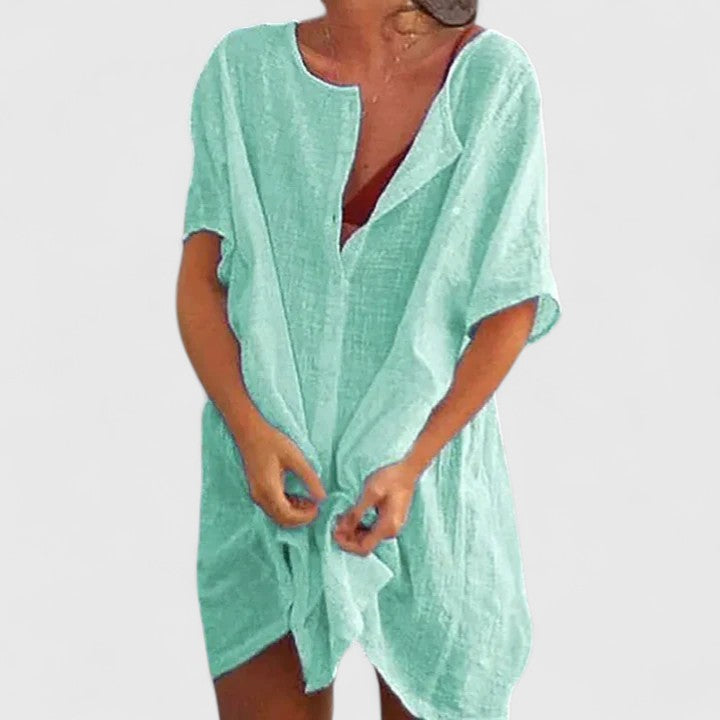 Magdalena | Damen Sommer Lockeres Tunika Midikleid