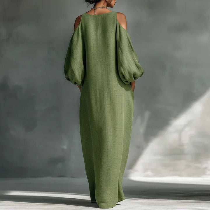 Madeleine | Damen Elegantes Boho Puffärmeln Maxikleid