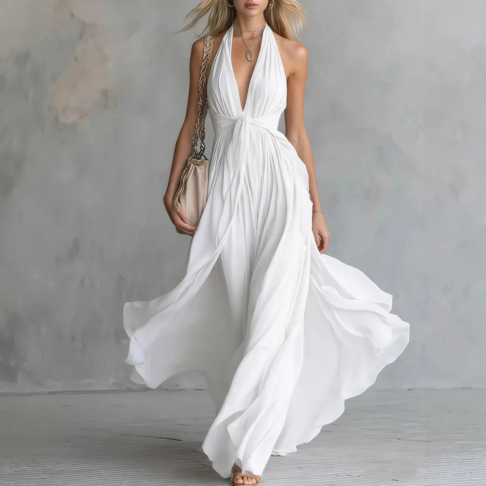 Rahel | Damen Sommer Fließendes Maxikleid