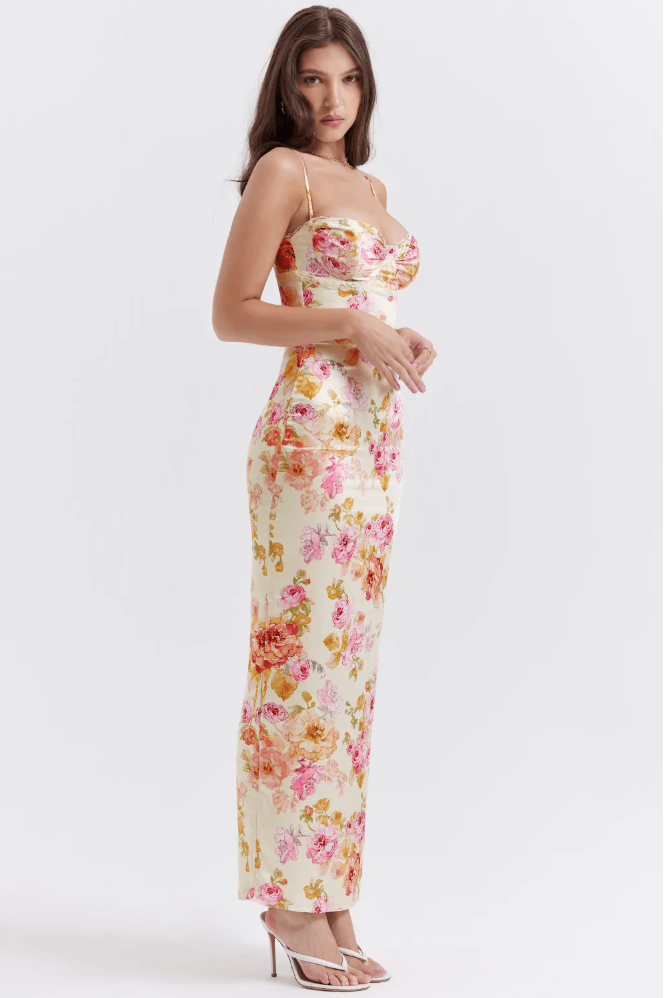 Emma | Damen Geblümtes Hochzeitsgast Maxi Kleid