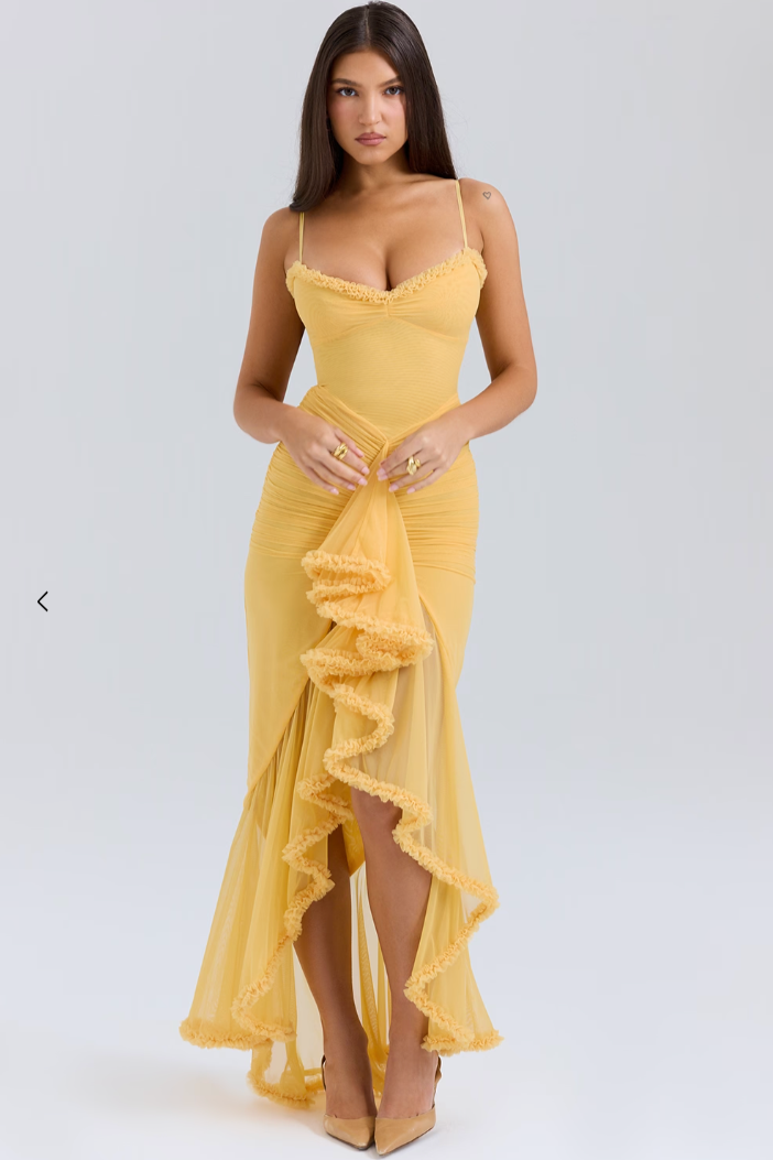 Fabienne | Damen Elegante Gerüschte Hochzeitsgastkleid