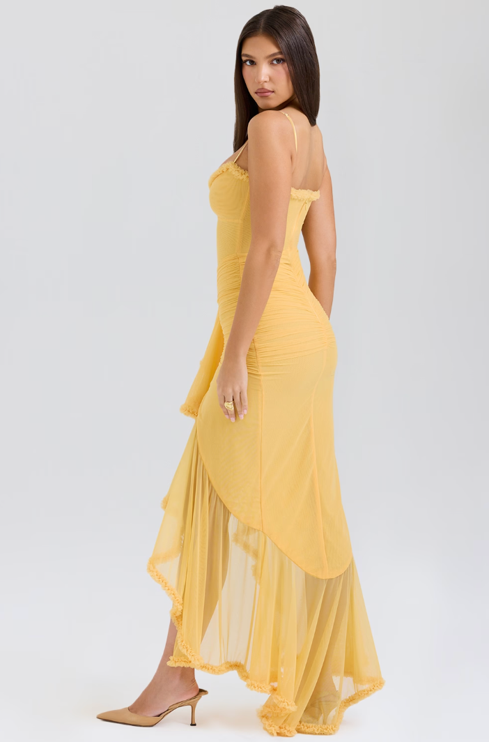 Fabienne | Damen Elegante Gerüschte Hochzeitsgastkleid