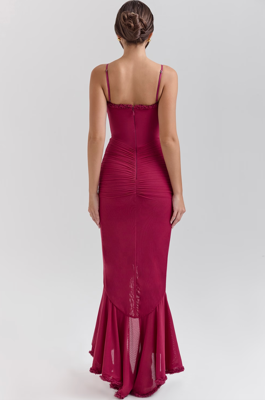 Fabienne | Damen Elegante Gerüschte Hochzeitsgastkleid