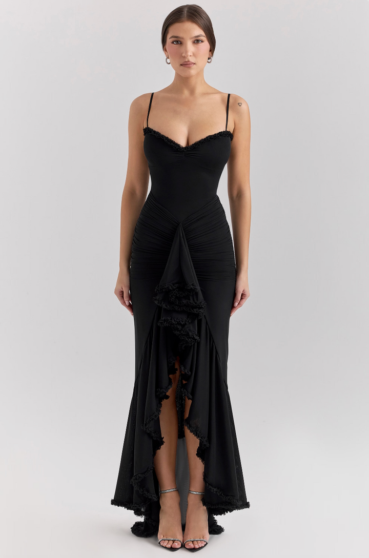 Fabienne | Damen Elegante Gerüschte Hochzeitsgastkleid
