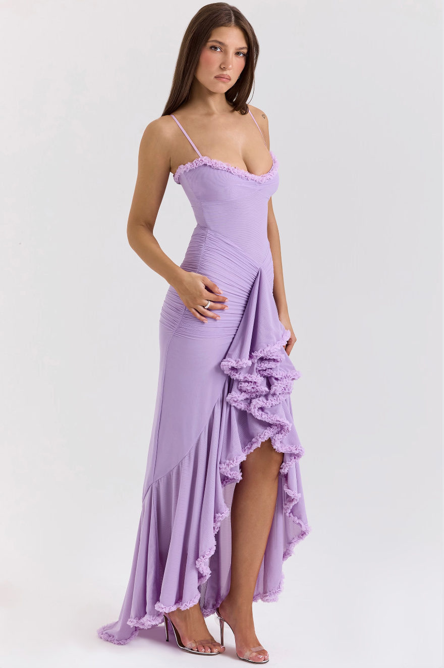 Fabienne | Damen Elegante Gerüschte Hochzeitsgastkleid