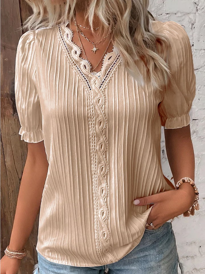 Xaver | Damen Kurzarm V-Ausschnitt Sommer Bluse