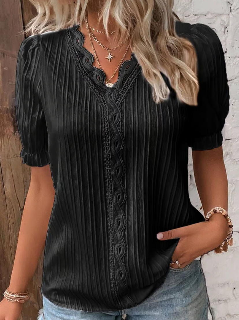 Xaver | Damen Kurzarm V-Ausschnitt Sommer Bluse