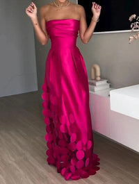 Luana | Abito elegante senza spalline da donna per invitata a matrimonio