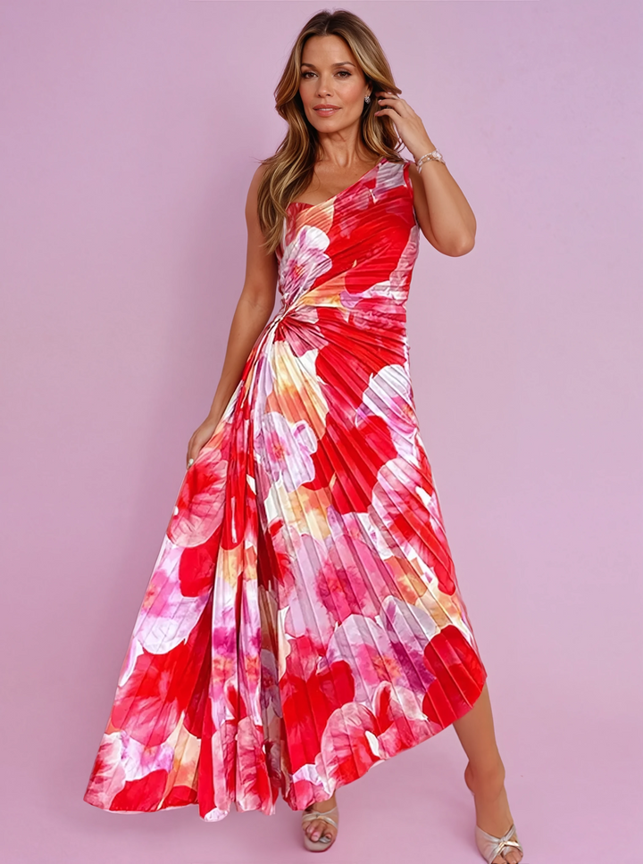 Beatrice | Damen Plissiertes One Shoulder Sommerkleid