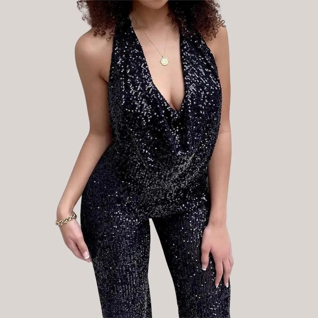 Zerina | Damen Sommer Ärmelloser V-Ausschnitt Jumpsuit