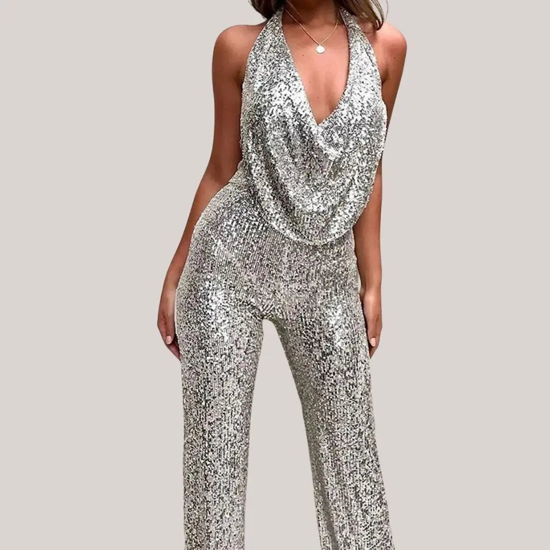 Zerina | Damen Sommer Ärmelloser V-Ausschnitt Jumpsuit
