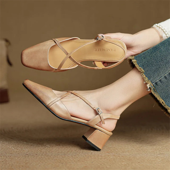 Jasmin | Damen Vintage Schuhe Mit Niedrigem Blockabsatz