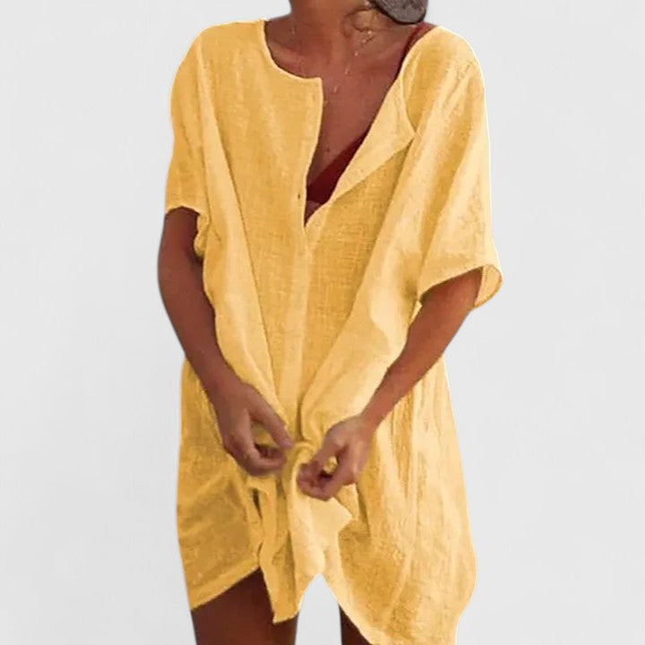 Magdalena | Damen Sommer Lockeres Tunika Midikleid