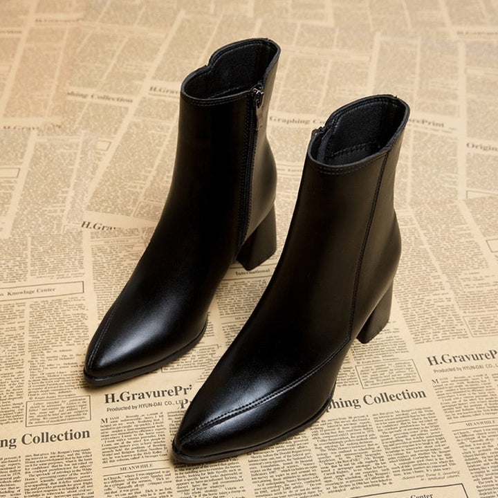 Lea | Damen Klassische Absatz Stiefeletten Reißverschluss