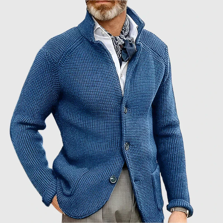 Daniel | Herren Anspruchsvoller Button Cardigan Pullover mit Stehkragen