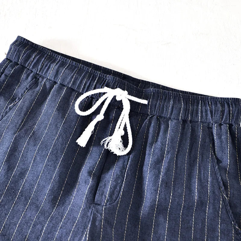 Lior | Herren Gestreifte Sommer Leinen Shorts