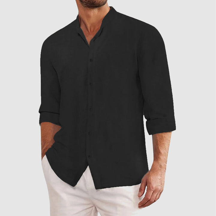 Hartwig | Herren Elegantes Sommer Langarm Stehkragen Hemd