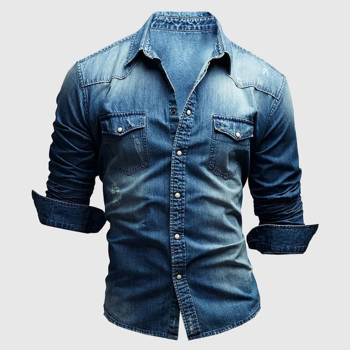 Zacharias | Herren Casual Denim Slim-Fit Jeanshemd