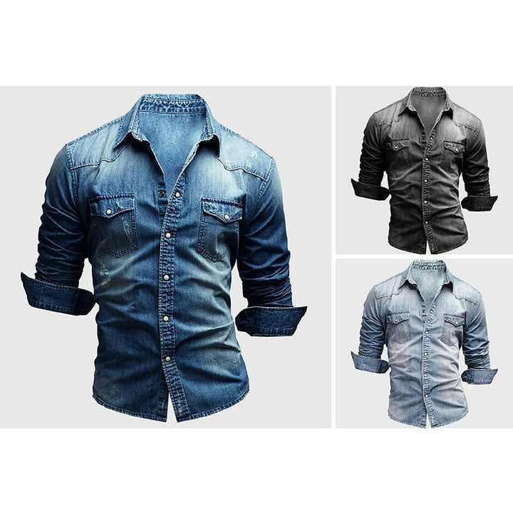 Zacharias | Herren Casual Denim Slim-Fit Jeanshemd