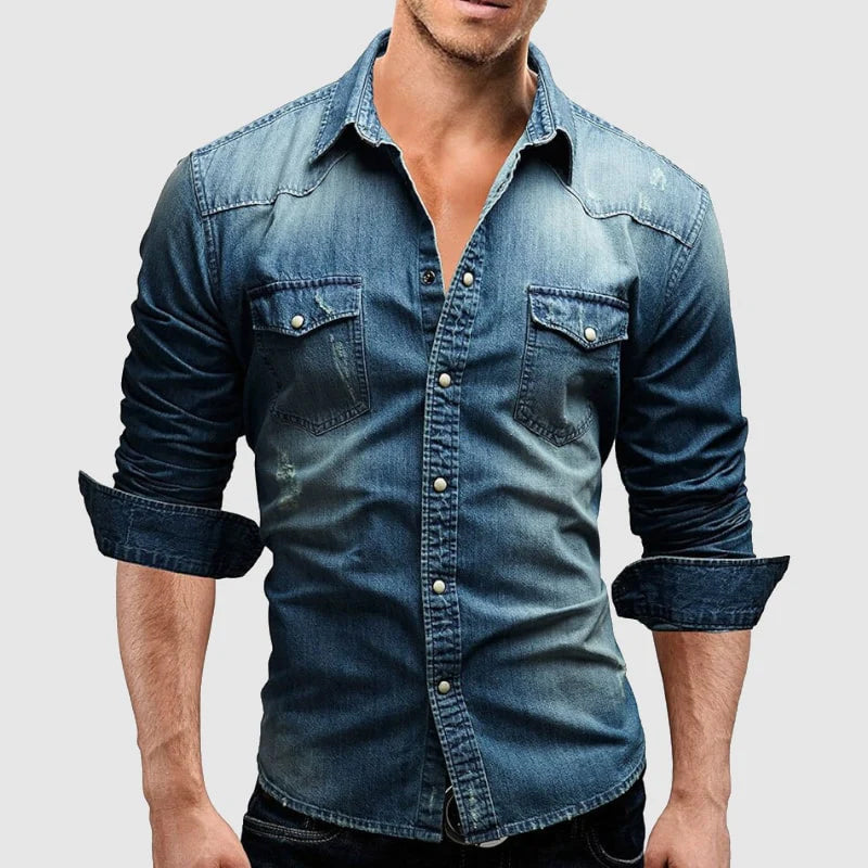 Zacharias | Herren Casual Denim Slim-Fit Jeanshemd