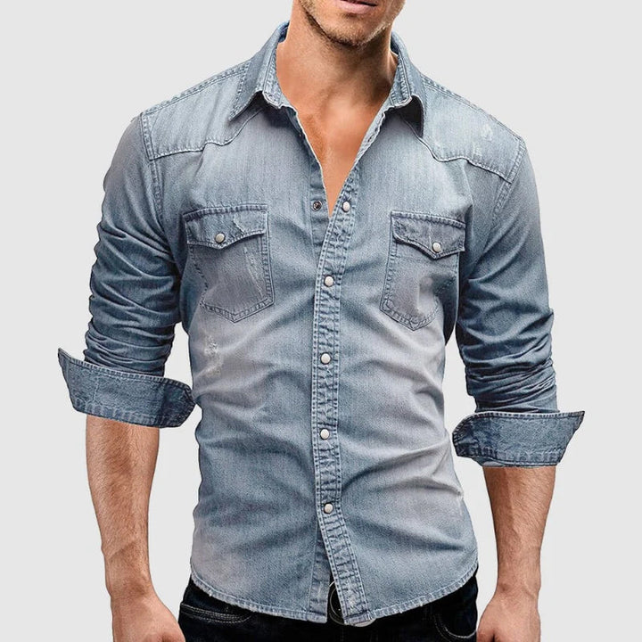 Zacharias | Herren Casual Denim Slim-Fit Jeanshemd