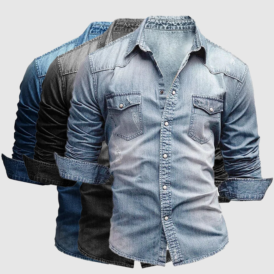Zacharias | Herren Casual Denim Slim-Fit Jeanshemd