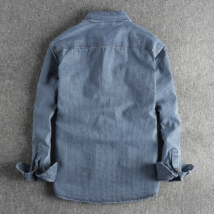 Felizitas | Herren Jeanshemd im Vintage-Stil mit Umlegekragen und langen Ärmeln