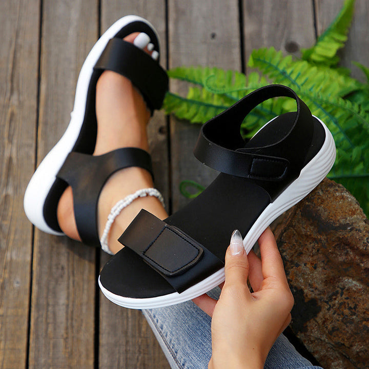 Norixa | Damen Sommer Breite Riemen Klett Sandalen