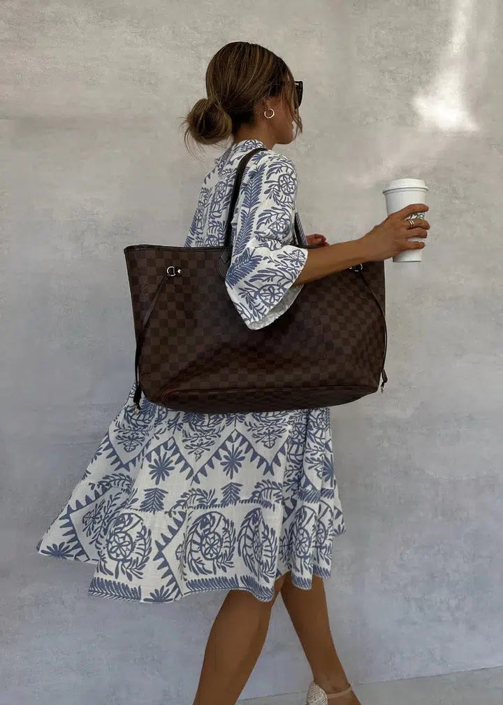 Lena | Robe courte bohème légère, imprimée et à manches longues