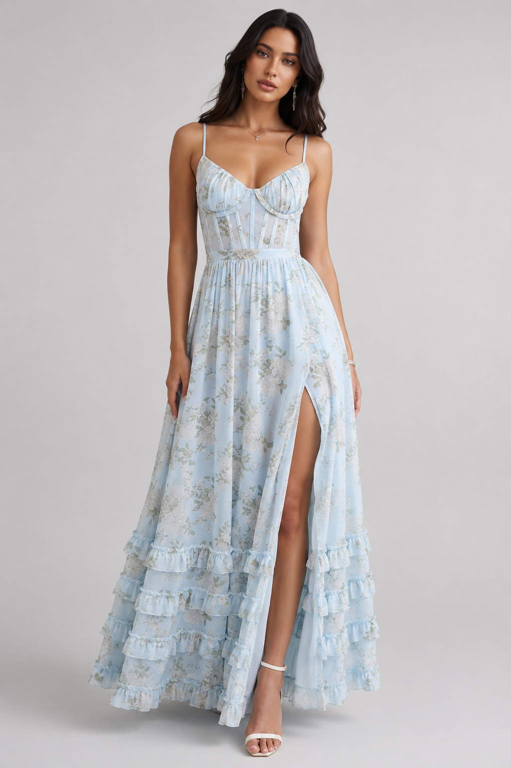 Estelle | Damen Florales Maxikleid mit Seitenschlitz