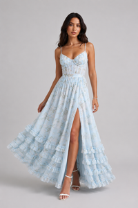 Estelle | Damen Florales Maxikleid mit Seitenschlitz